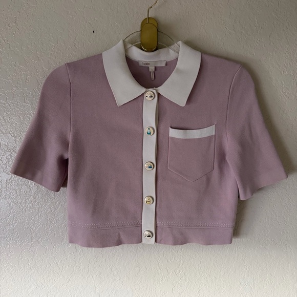 Maje Myshirt Cropped Short Sleeve Cardigan size S - Picture 8 of 13